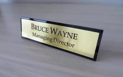 Vectopic? Customized Self Adhesive Name Plate | Black & Gold Engraving Sheet with Vinyl Lettering| With Font Plate color Options | Name Plate For Home, Office & Outdoor Entrance 30x10 Cm | Color -Gold