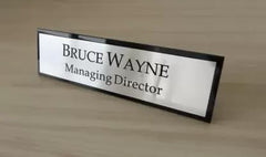 Vectopic? Customized Self Adhesive Name Plate | Black & Gold Engraving Sheet with Vinyl Lettering| With Font Plate color Options | Name Plate For Home, Office & Outdoor Entrance 30x10 Cm | Color -Gold