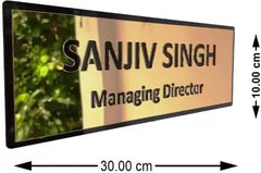 Vectopic? Customized Self Adhesive Name Plate | Black & Gold Engraving Sheet with Vinyl Lettering| With Font Plate color Options | Name Plate For Home, Office & Outdoor Entrance 30x10 Cm | Color -Gold