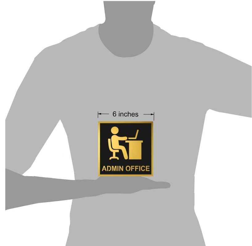 Brush Gold Finish Acrylic ADMIN Office Door Sign - 3MM Self-Adhesive 6 Inch Signage for Hotels, Offices, Resorts