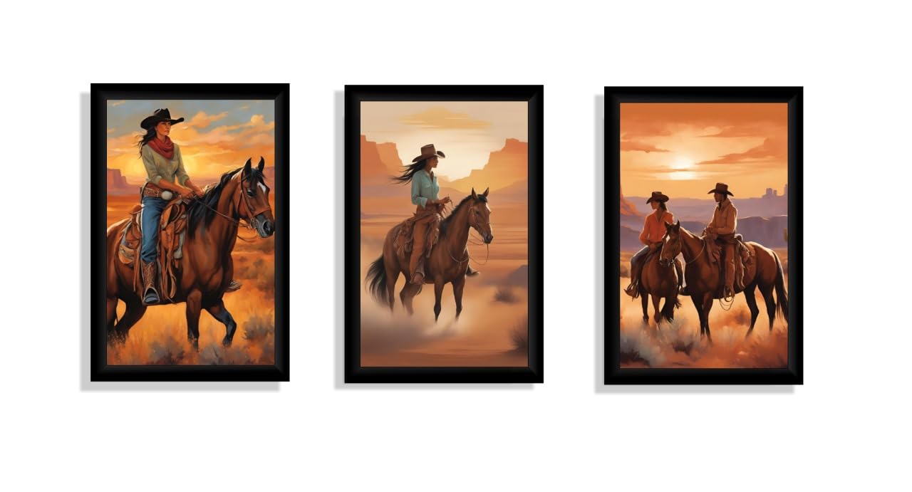 Vectopic Howdy Western Wall Art - 3pcs 8x10 Inches Unframed Canvas Prints, Rustic Home Decor for Living Room,