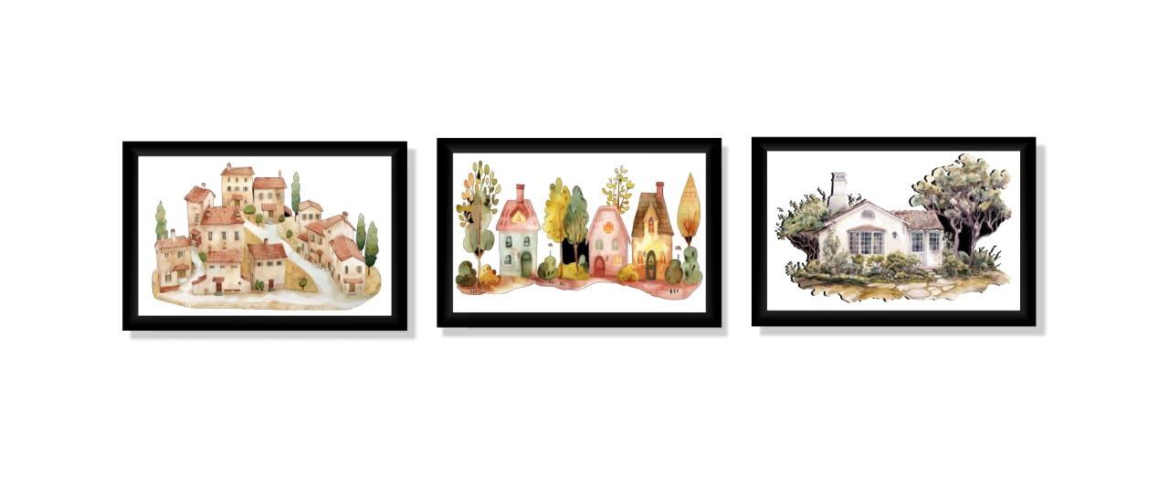 Framed Painting/Posters for Room/Wall Decoration, Set of 3 Black Frame | Modern Art Decoration | Home Decor Frames |