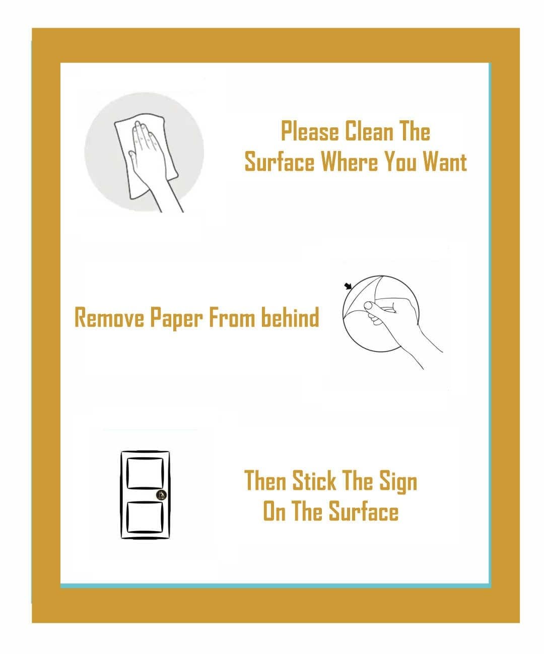 Push Pull Gold & Black Acrylic Door Signage Sticker – 6.5 Inches Push & Pull Signs for Glass Doors