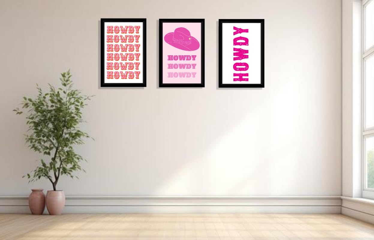 Vectopic Howdy Western Canvas Prints - 3pcs 8x10 Inches Unframed, Aesthetic Wall Art for Teen Girls, Dorm, and Living Room Decor