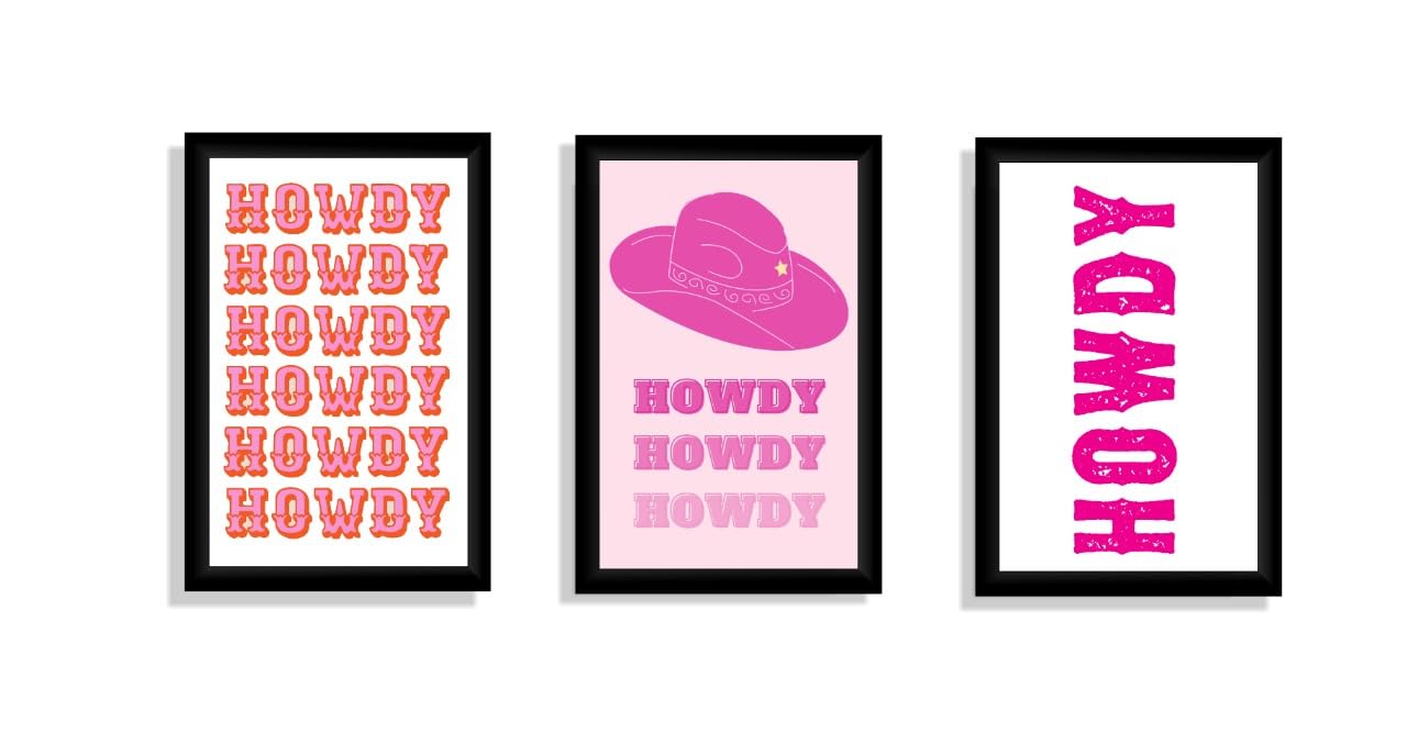 Vectopic Howdy Western Canvas Prints - 3pcs 8x10 Inches Unframed, Aesthetic Wall Art for Teen Girls, Dorm, and Living Room Decor