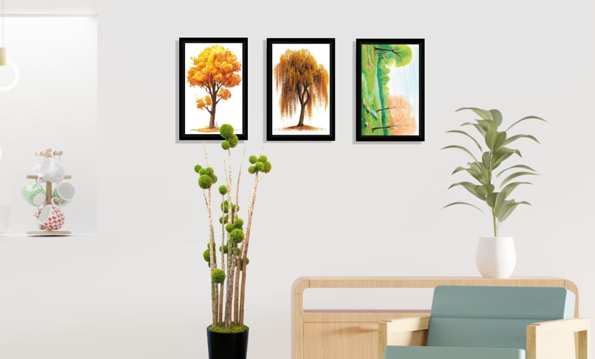 Framed Painting/Posters for Room/Wall Decoration, Set of 3 Black Frame | Modern Art Decoration | Home Decor Frames