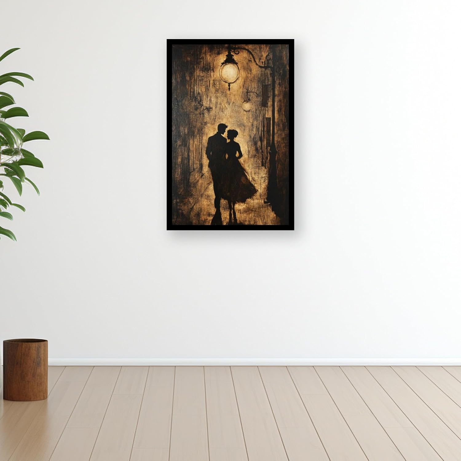 Vectopic Couple Wall Frame | A4 Size (8x12 Inches) Black Frame | Vintage Street Light Love Art Poster for Bedroom, Living Room