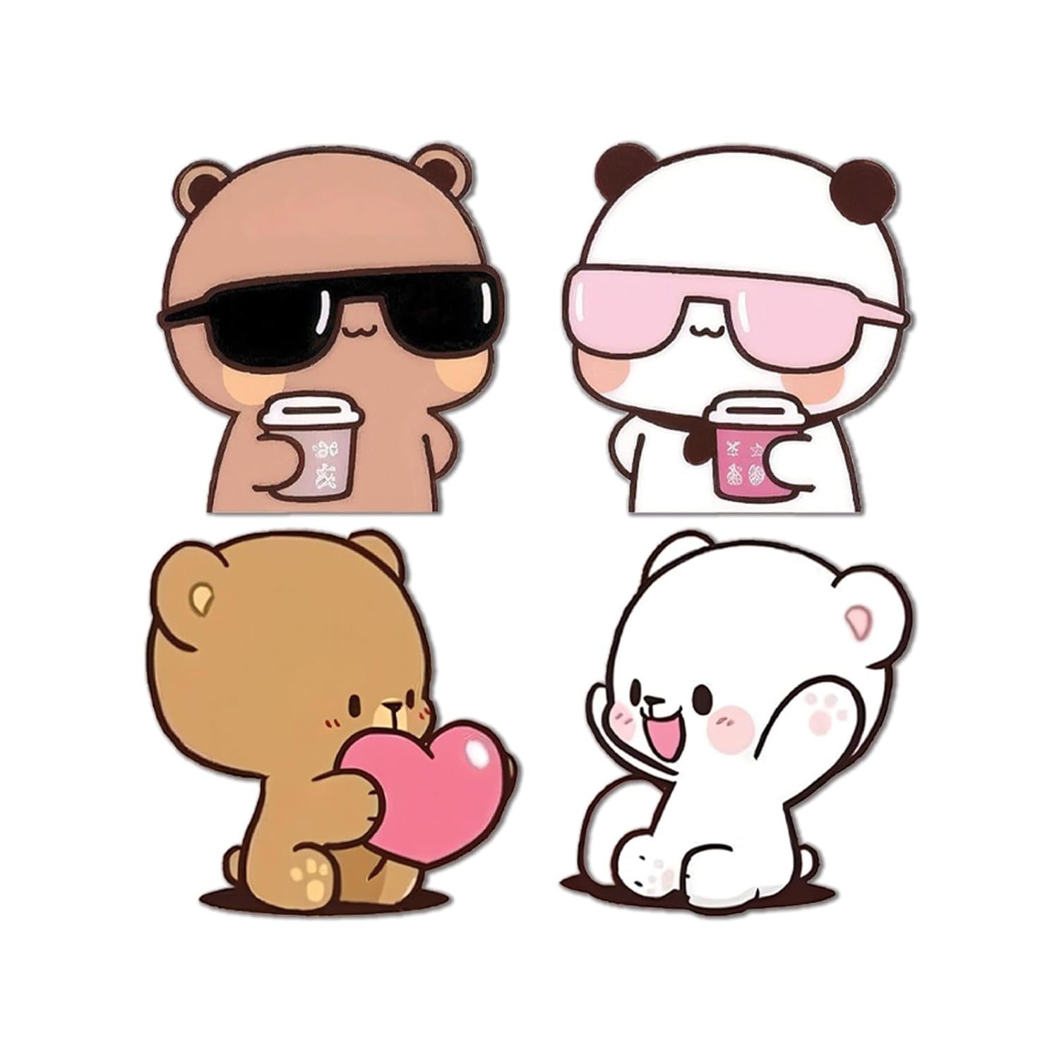 Cute Bear Cartoon Fridge Magnets Set | 3x3 Inch Premium Glossy Metal Refrigerator Magnets