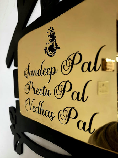Vectopic? Customized Self Adhesive Name Plate | Black & Gold Engraving Sheet with Vinyl Lettering| With Font Plate color Options | Name Plate For Home, Office & Outdoor Entrance 30x10 Cm | Color-Black