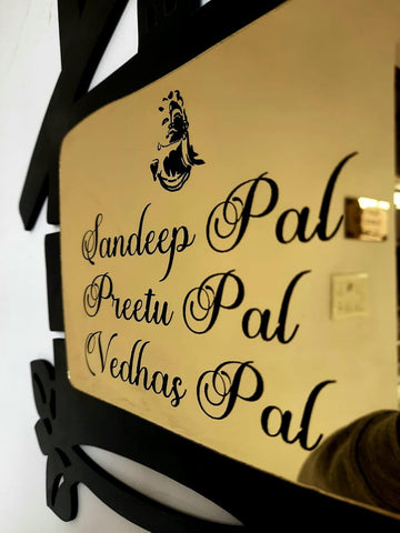 Vectopic? Customized Self Adhesive Name Plate | Black & Gold Engraving Sheet with Vinyl Lettering| With Font Plate color Options | Name Plate For Home, Office & Outdoor Entrance 30x10 Cm | Color-Black
