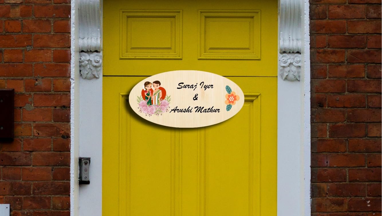 Vectopic Wooden Customized Name Plate Hanging for Home/Office/Shop Entrance Door Decoration| Name Plate for Outdoor (Size- 30x15cm)