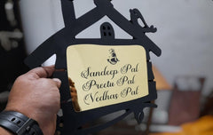 Vectopic? Customized Self Adhesive Name Plate | Black & Gold Engraving Sheet with Vinyl Lettering| With Font Plate color Options | Name Plate For Home, Office & Outdoor Entrance 30x10 Cm | Color-Black
