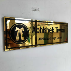 Click to see full view        Vectopic? Customized Self Adhesive Name Plate | Black & Gold Engraving Sheet with Vinyl Lettering| With Font Plate color Options | Name Plate For Home, Office & Outdoor Entrance 30x15 Cm | Color-Gold